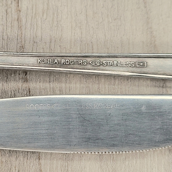 VTG Rogers Co Stainless Korea Flatware Floral Stanley Roberts Srb274 - 39 Pieces - Picture 6 of 15